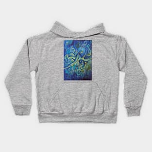 Blue Octopus taking a walk Kids Hoodie